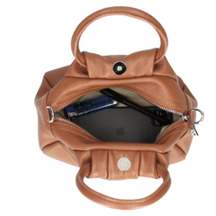 Louisa Genuine Leather Handbag - Cognac - Majestico Gifts