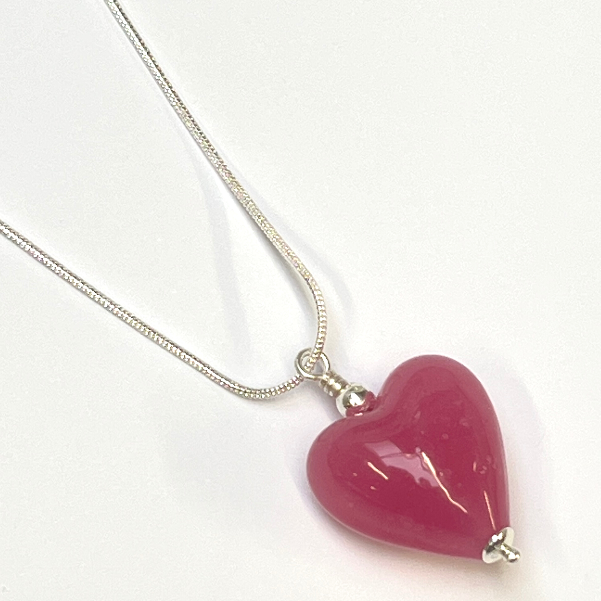 Murano Glass Heart Pendant - Rosy Pink - Majestico Gifts