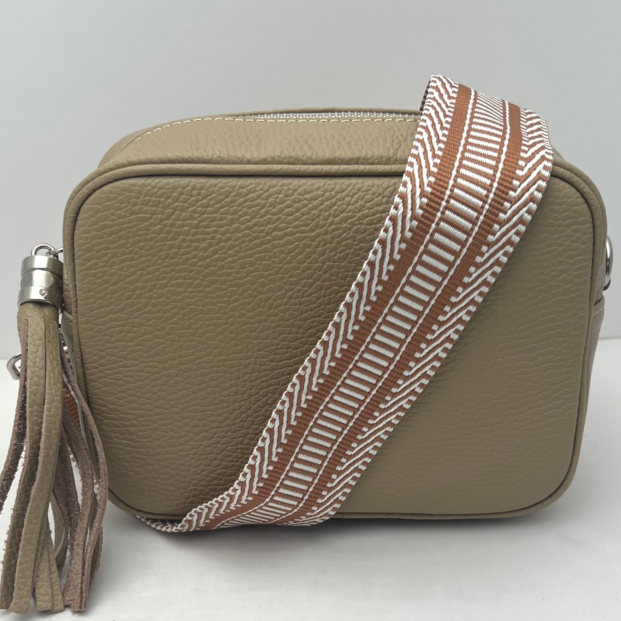 GEMMA Crossbody Leather Bag - Taupe - Majestico Gifts