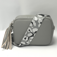 GEMMA Crossbody Leather Bag Light Grey