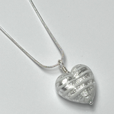 Murano Glass Heart Pendant - Silver White Wave - Majestico Gifts