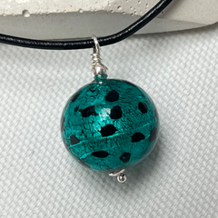 Murano Glass Leopard Spot Ball Pendant - Turquoise - Majestico Gifts