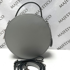 Ladies Leather Bag - ANNA Genuine Leather Circular Bag - Light Grey - Majestico Gifts
