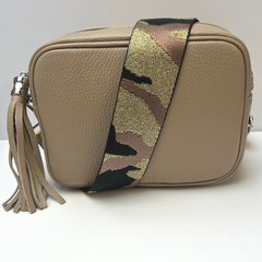 GEMMA Crossbody Leather Bag - Taupe - Majestico Gifts