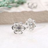 Sterling Silver Flower Crystal Stud Earrings - Majestico Gifts