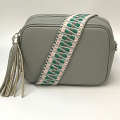 GEMMA Crossbody Leather Bag Light Grey