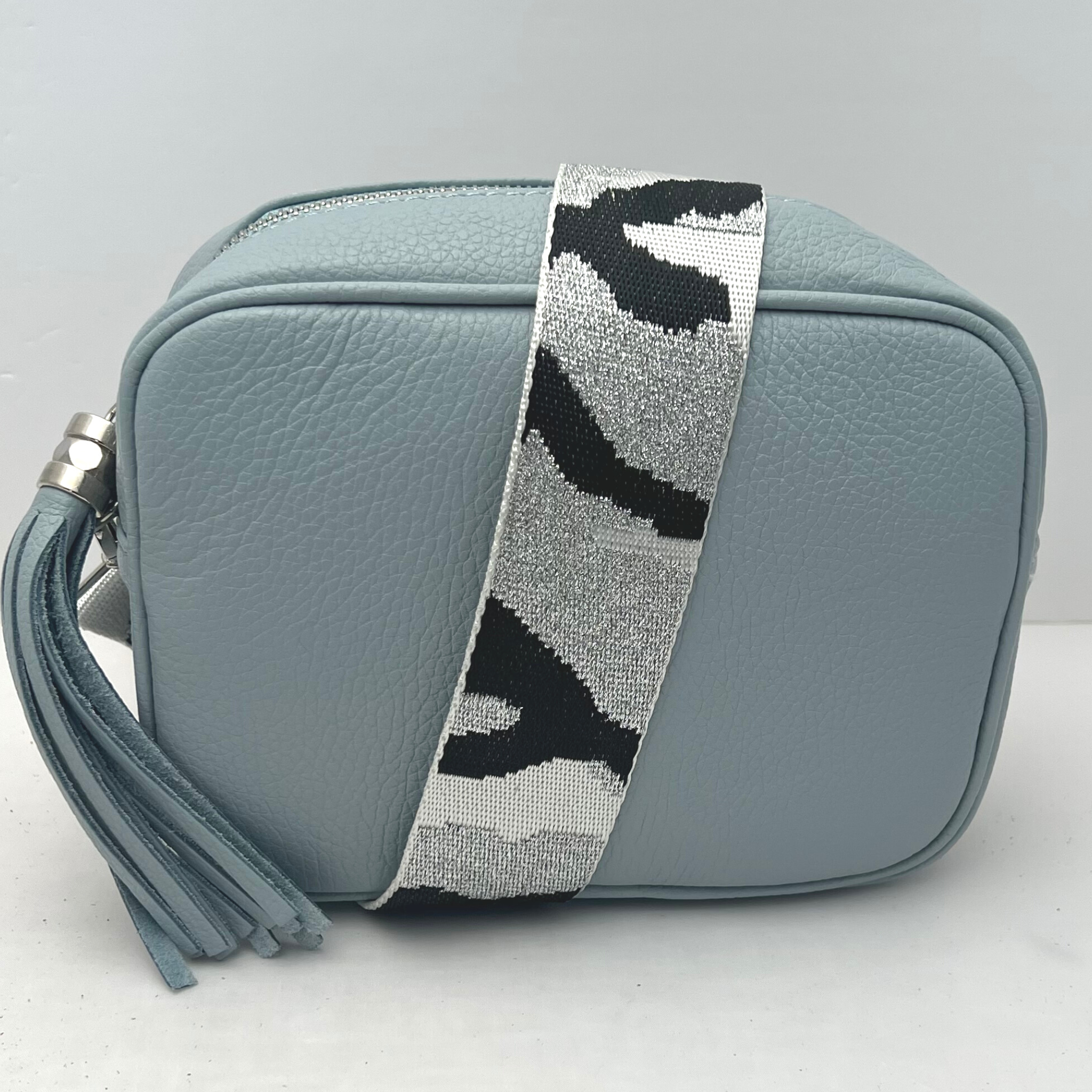 GEMMA Crossbody Bag - Genuine Leather - Made in Italy - Light Blue - Majestico Gifts