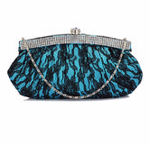 Turquoise Satin Lace Clutch Bag - Majestico Gifts