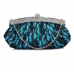 Turquoise Satin Lace Clutch Bag - Majestico Gifts