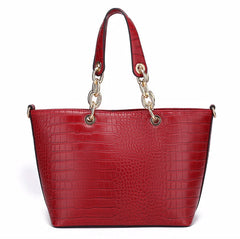 Deep Red Croc Style 2 Piece Bag Set - Majestico Gifts