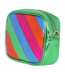 Metallic Leather Bag - Green Stripe