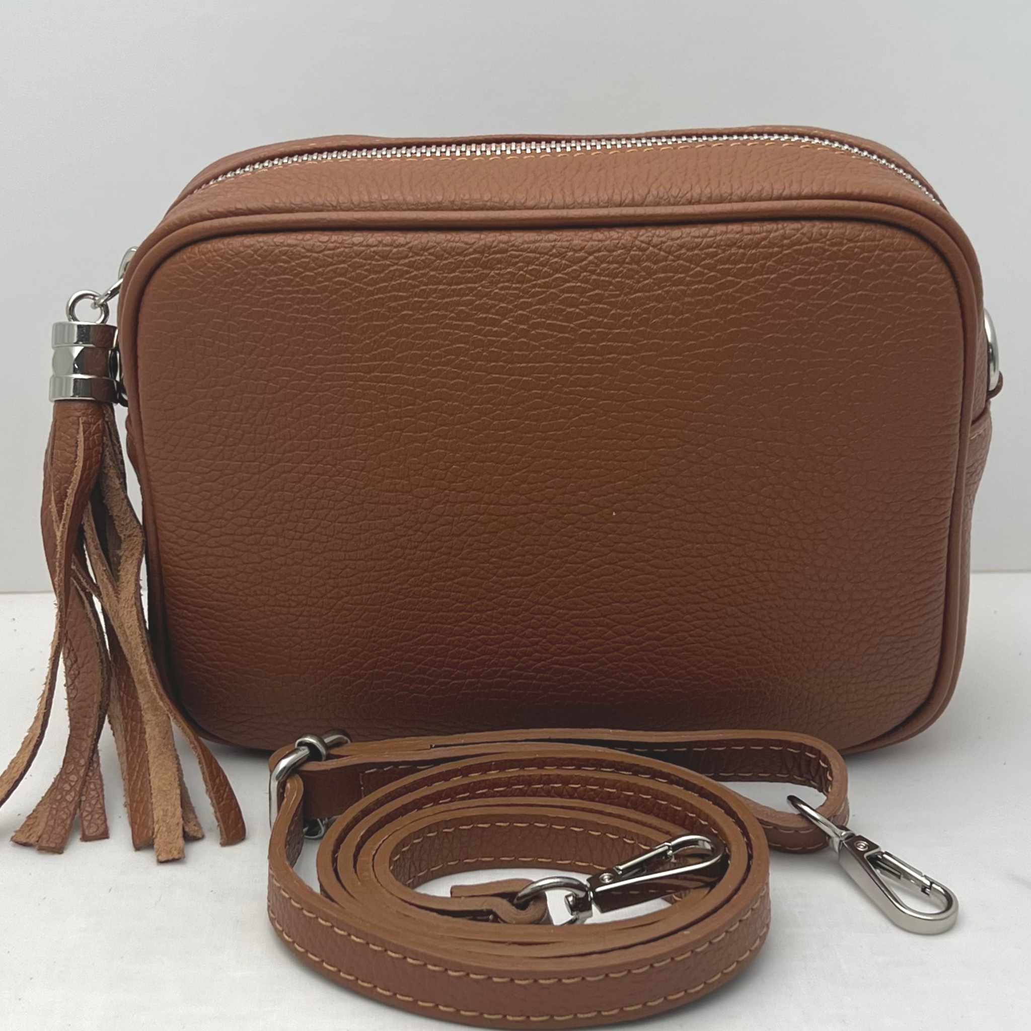 GEMMA Crossbody Leather Bag - Tan - Majestico Gifts