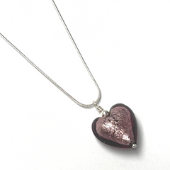 Murano Glass Heart Pendant - Amethyst - Majestico Gifts