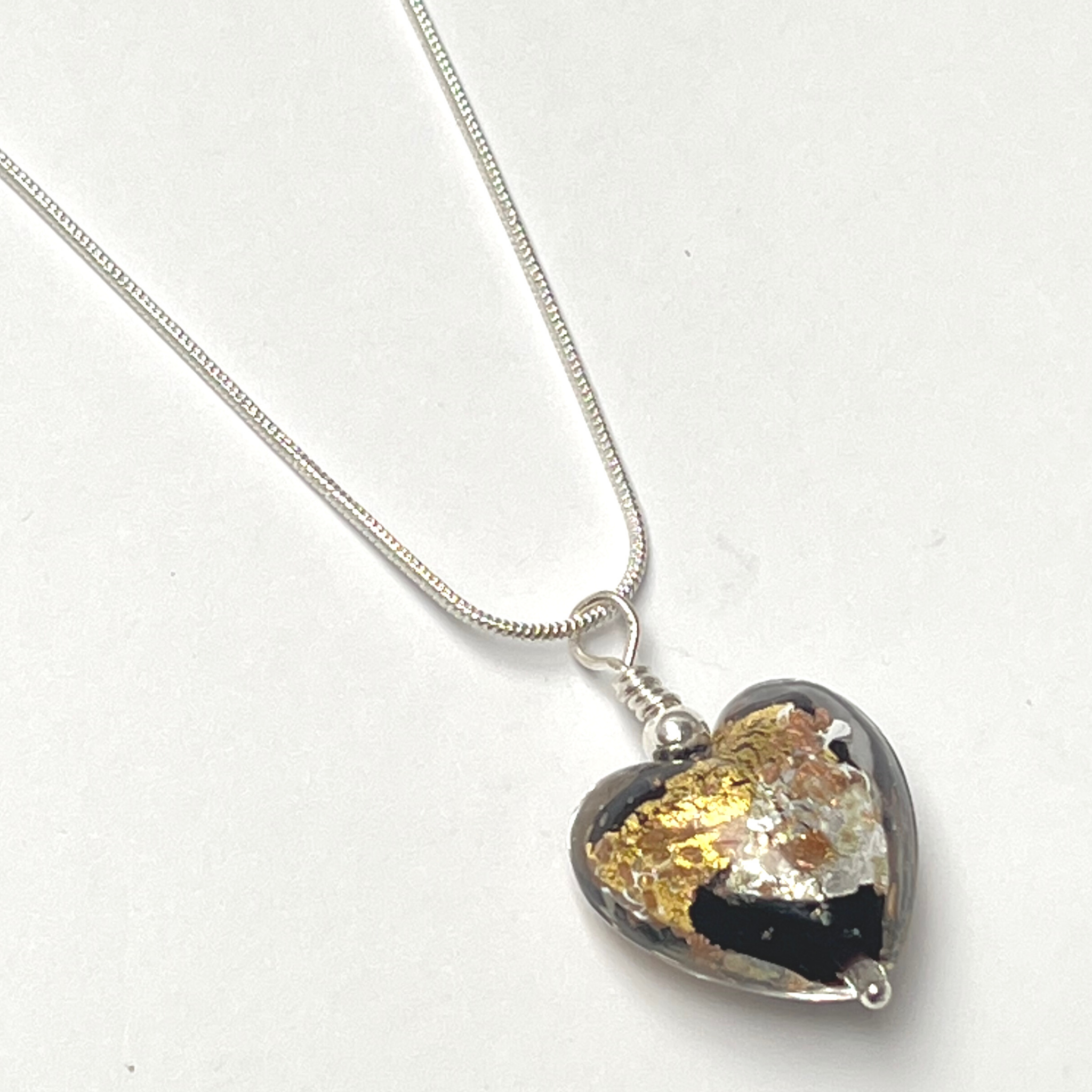 Murano Glass Heart Pendant - Glitter Me - Majestico Gifts