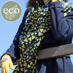 Navy and Yellow Heart Bamboo Scarf