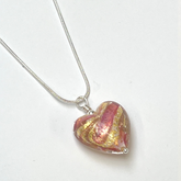 Murano Glass Heart Pendant - Raspberry Gold Swirl - Majestico Gifts