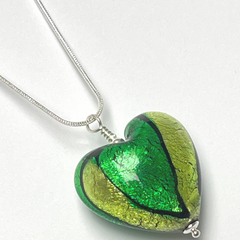 Murano Glass Heart Large Pendant - Emerald & Lime - Majestico Gifts
