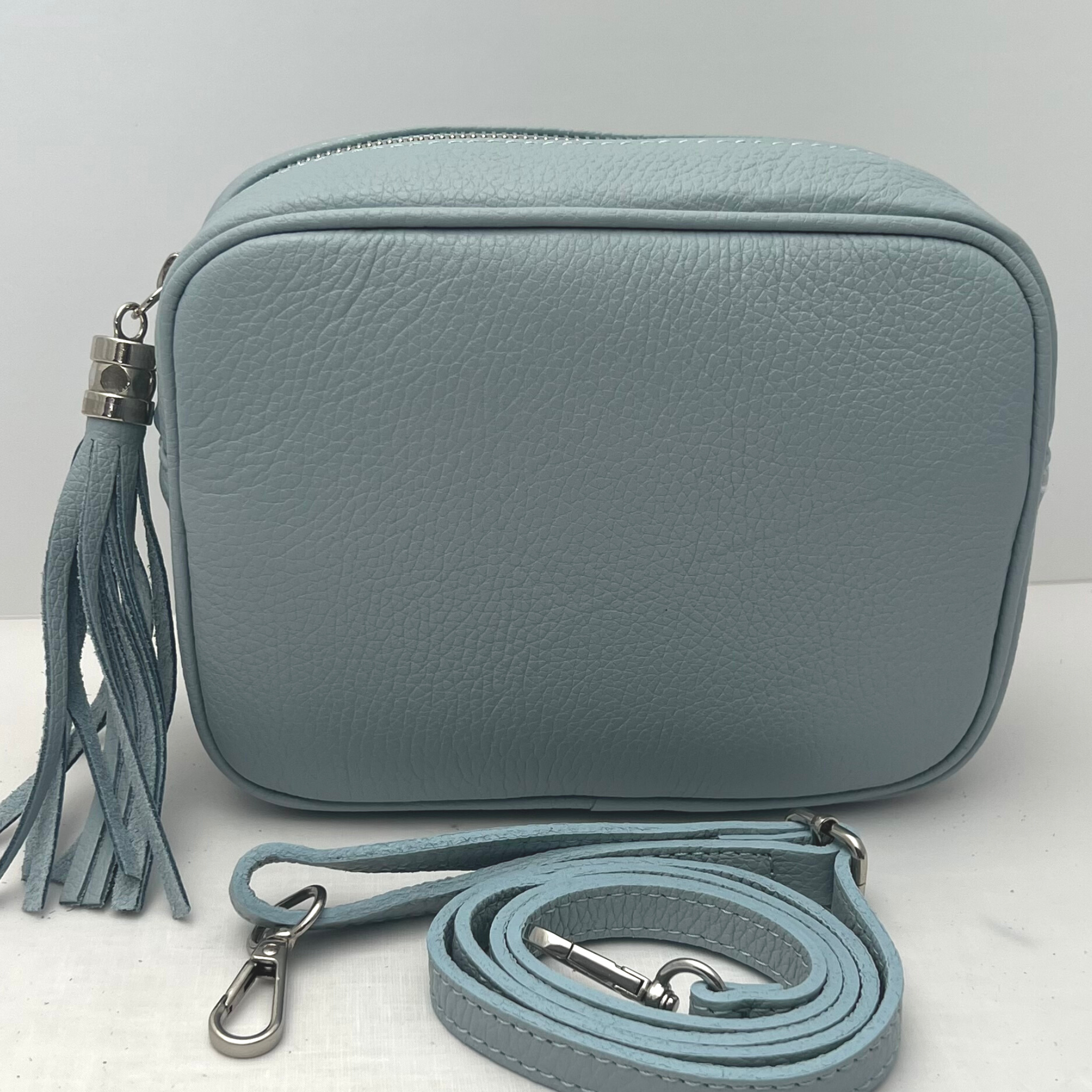 GEMMA Crossbody Bag - Genuine Leather - Made in Italy - Light Blue - Majestico Gifts