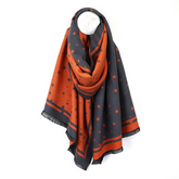 Orange and Slate Grey Jacquard Star Scarf - Majestico Gifts