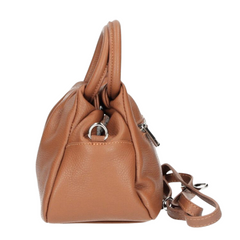 Louisa Genuine Leather Handbag - Cognac - Majestico Gifts