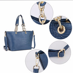 Navy Croc Style 2 Piece Bag Set - Majestico Gifts