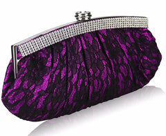 Purple Satin Lace Clutch Bag - Majestico Gifts