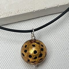 Murano Glass Leopard Spot Ball Pendant - Oro Gold - Majestico Gifts