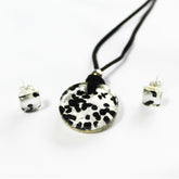 Murano Glass Round Design Pendant Necklace Set with Matching Earrings - Majestico Gifts