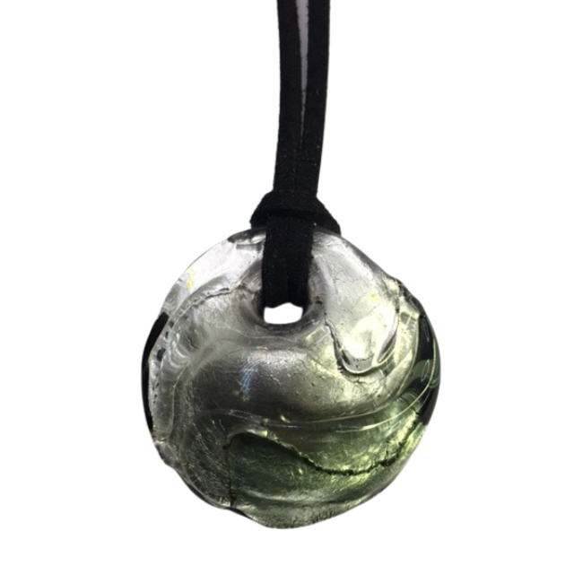 Murano Glass Round Pendant- Black Diamond - Majestico Gifts
