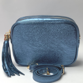 Metallic Leather Bag - Denim Blue