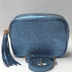 Metallic Leather Bag - Denim Blue
