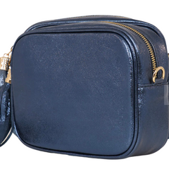 Metallic Leather Bag - Midnight Blue