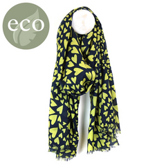 Navy and Yellow Heart Bamboo Scarf