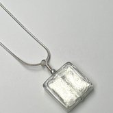 Murano Glass Square Pendant - White Ice - Majestico Gifts