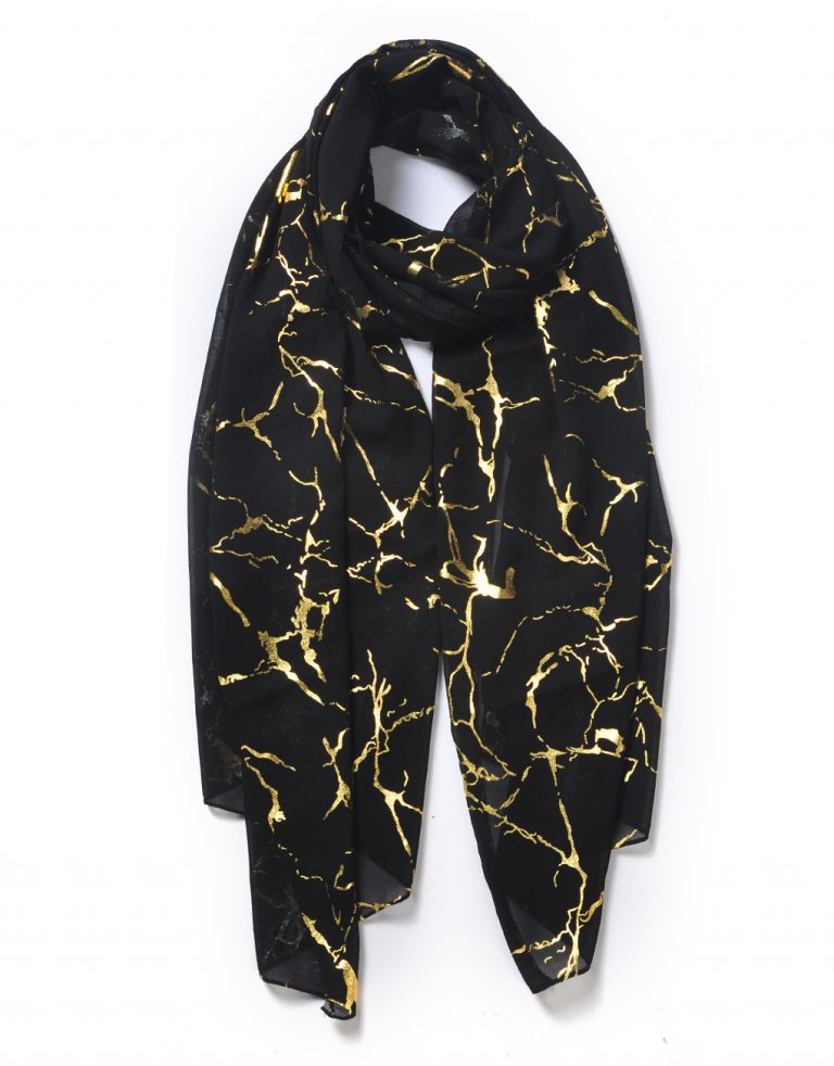 Chiffon Golden Line Print Scarf - Majestico Gifts