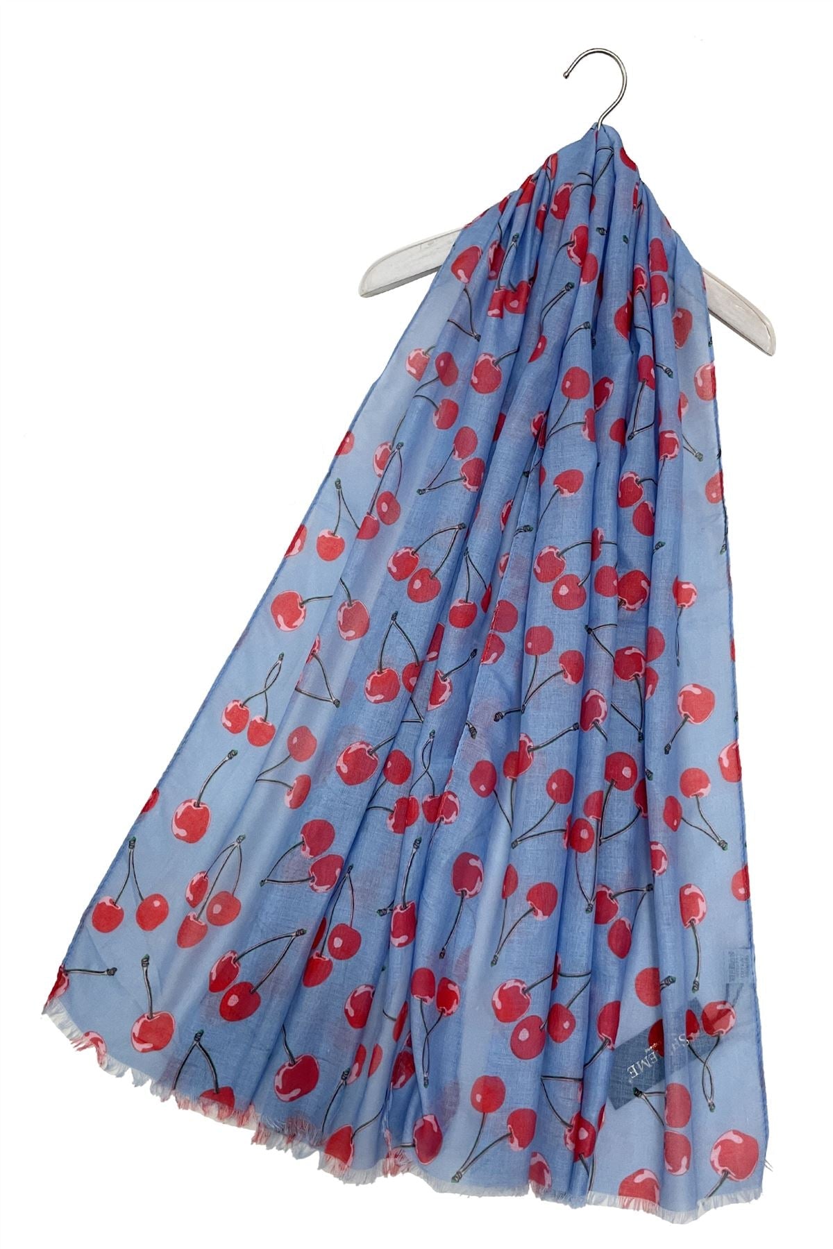Cherry Print Scarf - Blue - Majestico Gifts