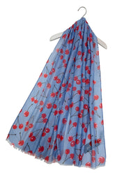Cherry Print Scarf - Blue - Majestico Gifts