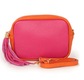 Fuchsia Orange Two Tone Crossbody Bag