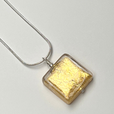 Murano Glass Square Pendant - Gold Crackle - Majestico Gifts