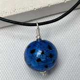 Murano Glass Leopard Spot Ball Pendant - Azzurro Blue - Majestico Gifts
