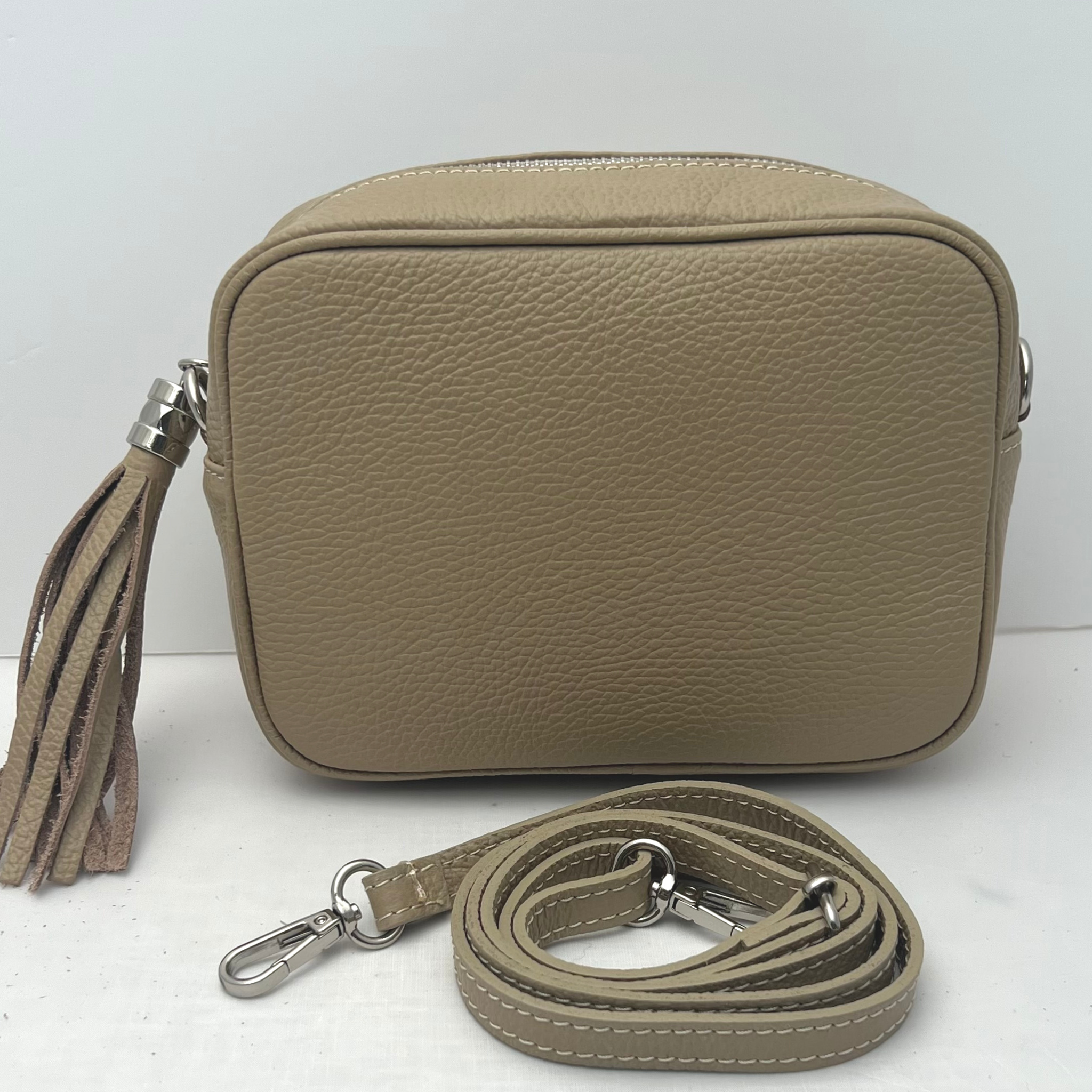 GEMMA Crossbody Leather Bag - Taupe - Majestico Gifts