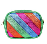 Metallic Leather Bag -  Green Stripe