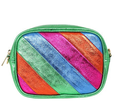 Metallic Leather Bag - Green Stripe