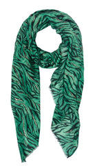 Green Animal Print Foil Scarf