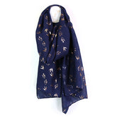 Navy Scarf with Rose Gold Swallow Print - Majestico Gifts
