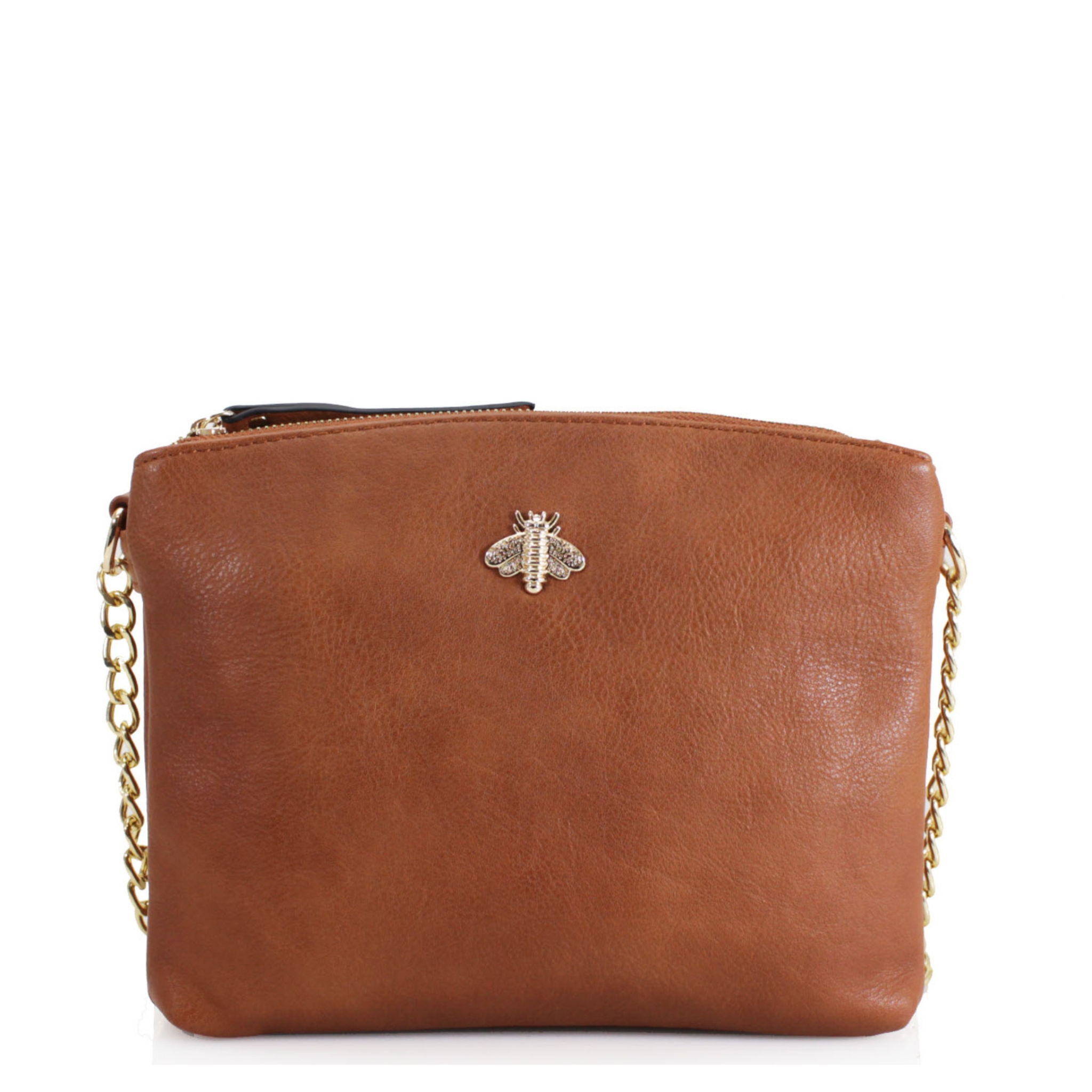 BRIA Crossbody Bag - Bee Design - Dark Tan - Majestico Gifts