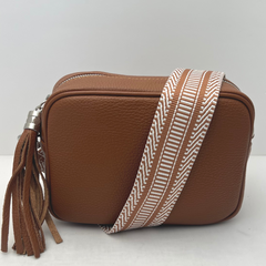 GEMMA Crossbody Leather Bag - Tan - Majestico Gifts