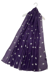 Bee Print Scarf - Purple - Majestico Gifts