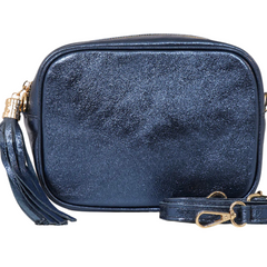 Metallic Leather Bag - Midnight Blue
