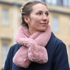 Dusky Pink Faux Fur Pull Through Scarf